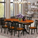 9pc Dining Set, Plainville oval pedestal table + 8 chairs in black & cherry