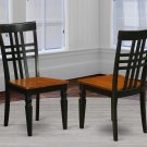Set of 2 Logan windowpane kitchen dining chairs with wood seat in black & cherry