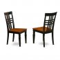 Set of 2 Logan windowpane kitchen dining chairs with wood seat in black & cherry