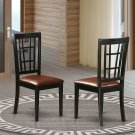 Set of 2 Nicoli kitchen dining chairs w/ faux leather padded seat black finish