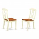 Set of 2 Kenley dinette kitchen dining chairs with wood seat buttermilk & cherry