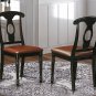 7pc Kenley Kitchen Dining Set, Table W/6 Plain Wood Seat Chairs in Black & Cherry SKU: KENL7-BLK-W
