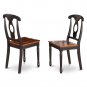 7pc Kenley Kitchen Dining Set, Table W/6 Plain Wood Seat Chairs in Black & Cherry SKU: KENL7-BLK-W