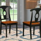 Set of 2 Kenley dinette kitchen dining chairs with wood seat in black & cherry finish