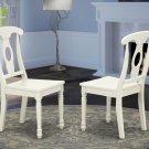 Set of 2 Kenley dinette kitchen dining chairs with wood seat in linen off-white