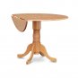 3pc Kitchen dinette, drop leaf pedestal table + 2 wood seat chairs in light oak