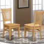 3pc Kitchen dinette, drop leaf pedestal table + 2 wood seat chairs in light oak