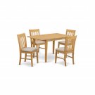 5pc rectangular dinette kitchen table with leaf + 4 padded chairs in light oak