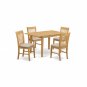 5pc rectangular dinette kitchen table with leaf + 4 padded chairs in light oak