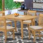 5pc rectangular dinette kitchen table with leaf + 4 padded chairs in light oak