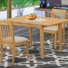 3pc rectangular dinette kitchen table with leaf + 2 padded chairs in light oak