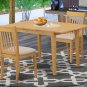 3pc rectangular dinette kitchen table with leaf + 2 padded chairs in light oak