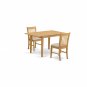 3pc rectangular dinette kitchen table with leaf + 2 padded chairs in light oak