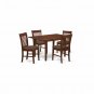 5pc rectangular dinette kitchen table with leaf + 4 padded chairs in mahogany