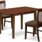 3pc rectangular dinette kitchen table with leaf + 2 padded chairs in mahogany