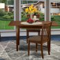3pc rectangular dinette kitchen table with leaf + 2 padded chairs in mahogany