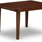 3pc rectangular dinette kitchen table with leaf + 2 padded chairs in mahogany