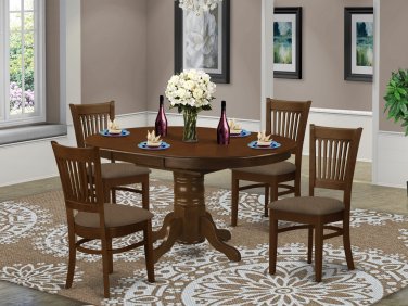 5pc Kenley dinette oval pedestal dining table w/ 4 padded chairs espresso KEVA5-ESP-C