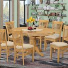 7-PC Dinette Dining Set, Oval Table with 6 Fabric padded chairs in oak, SKU: AVVA7-OAK-C