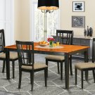 5-PC Nicoli Dining Set, Table with 4 Cushion Seat Chairs in Black & Saddle Brown. SKU#:NICO5-BLK-W