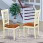 5-PC Nicoli Dining Set, Table with 4 Wooden Seat Chairs in Buttermilk & Saddle Brown. SKU#:N5-WHI-W