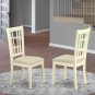 5-PC Nicoli Dining Set, Table with 4 Wooden Seat Chairs in Buttermilk & Saddle Brown. SKU#:N5-WHI-W