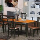 5-PC Nicoli Rectangular Dining Table & 4 Leather Seat Chairs in Black & Cherry Brown NICO5-BLK-LC