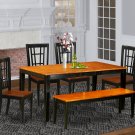6-PC Nicoli Dining Table with 4 Wood Seat Chairs & 1 Bench in Black & Cherry. SKU#:NICO6-BLK-W