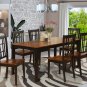 7-PC Nicoli Dining Set, Table with 6 Wood Seat Chairs in Black and Cherry. SKU: NICO7-BLK-W