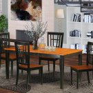 5-PC Nicoli Dining Set, Table with 4 Wood Seat Chairs in Black and Cherry. SKU#:NICO5-BLK-W