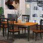 5-PC Nicoli Dining Set, Table with 4 Wood Seat Chairs in Black and Cherry. SKU#:NICO5-BLK-W