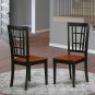 5-PC Nicoli Dining Set, Table with 4 Wood Seat Chairs in Black and Cherry. SKU#:NICO5-BLK-W