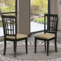 7-PC Nicoli Dining Set, Table with 6 Wood Seat Chairs in Black and Cherry. SKU: NICO7-BLK-W