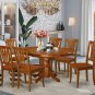 7Pc Oval Avon Dining Table with 6 Wood Seat Chairs in Saddle Brown. SKU: AVON7-SBR-W