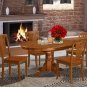 5Pc Oval Avon Dining Table with 4 Wood Seat Chairs in Saddle Brown. SKU: AVON5-SBR-W