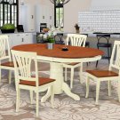 5-PC Avon Oval Dining Set table & 4 Chairs in Buttermilk & Cherry Brown. SKU#: AVON5-WHI-W