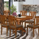 7-PC Avon Oval Dining Table with 6 Microfiber Upholstered Chairs in Saddle Brown. SKU# AVON7-SBR-C