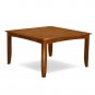 5Pc Square Parfait Dining Table with 4 Avon Wood Seat Chairs in Saddle Brown. SKU: PFAV5-SBR-W