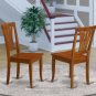 5Pc Square Parfait Dining Table with 4 Avon Wood Seat Chairs in Saddle Brown. SKU: PFAV5-SBR-W