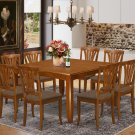 9pc Parfait dining set square table + 8 Avon padded chairs in saddle brown SKU: PFAV9-SBR-C