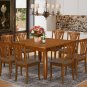 9pc Parfait dining set square table + 8 Avon padded chairs in saddle brown SKU: PFAV9-SBR-C