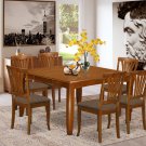 7Pc Square Parfait Dining Table with 6 Avon Padded Chairs in Saddle Brown. SKU: PFAV7-SBR-C
