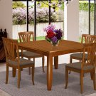5pc Square Parfait Dining Table with 4 Avon Padded Chairs in Saddle Brown. SKU: PFAV5-SBR-C