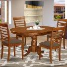 5Pc Oval Portland Dining Table with 4 Milan Padded Chairs in Saddle Brown. SKU: PMI5-SBR-C