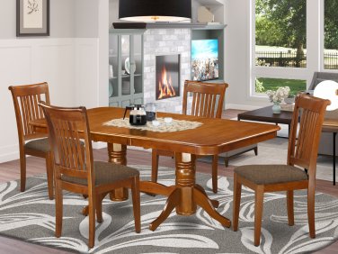 5pc Napoleon Dining Set, Table + 4 Portland Chairs saddle brown SKU# NAPO5-SBR-C