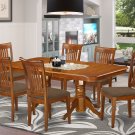 7pc Napoleon Dining Set, Table + 6 Portland Chairs saddle brown SKU# NAPO7-SBR-C