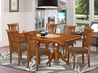 7pc Napoleon Dining Set, Table + 6 Portland Chairs saddle brown SKU# NAPO7-SBR-C