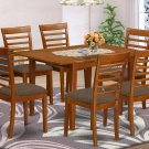 Milan Dinette Kitchen Set, Table 36"x 54" with 6 Chairs in Saddle Brown Finish SKU# MILA7-SBR-C