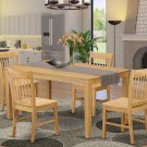5PC RECTANGULAR DINETTE DINING SET TABLE & 4 WOOD SEAT CHAIRS IN OAK (NO BENCH). SKU: CNO5-OAK-W