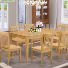 7PC RECTANGULAR DINETTE DINING SET TABLE & 6 WOOD SEAT CHAIRS IN OAK (NO BENCH). SKU: CNO7-OAK-W